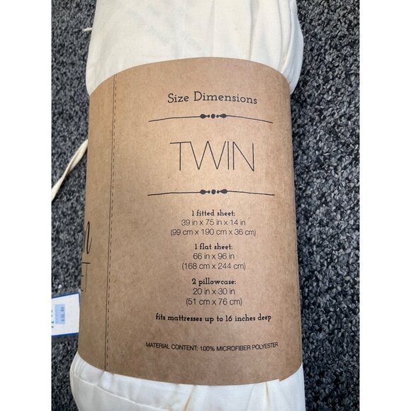Ultra Soft Hypoallergenic Microfiber Twin Sheet Set With 2 Pillowcases Cream Col - Picture 2 of 3